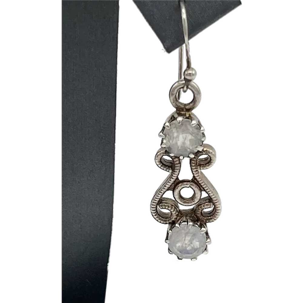 Sterling Silver Dangle Earrings with Natural Quar… - image 1