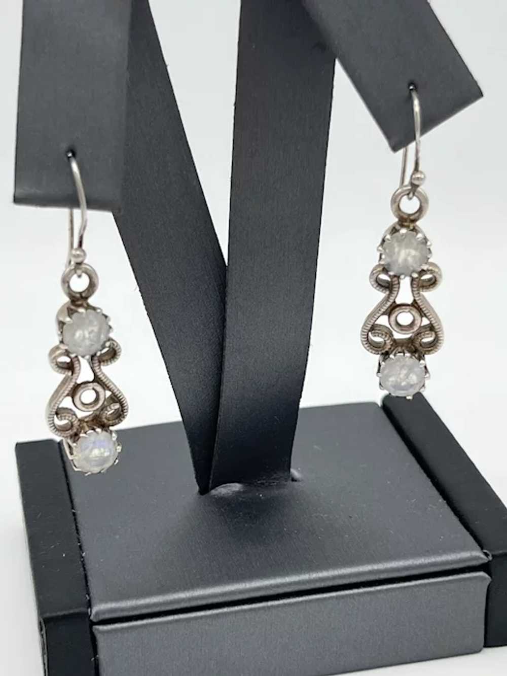 Sterling Silver Dangle Earrings with Natural Quar… - image 2