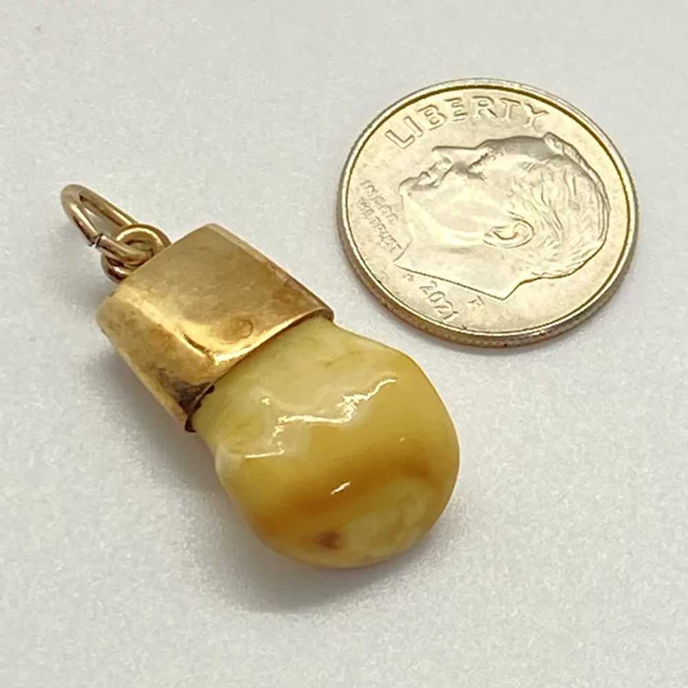 Elk Tooth Charm Pendant 14K Rose and White Gold D… - image 2