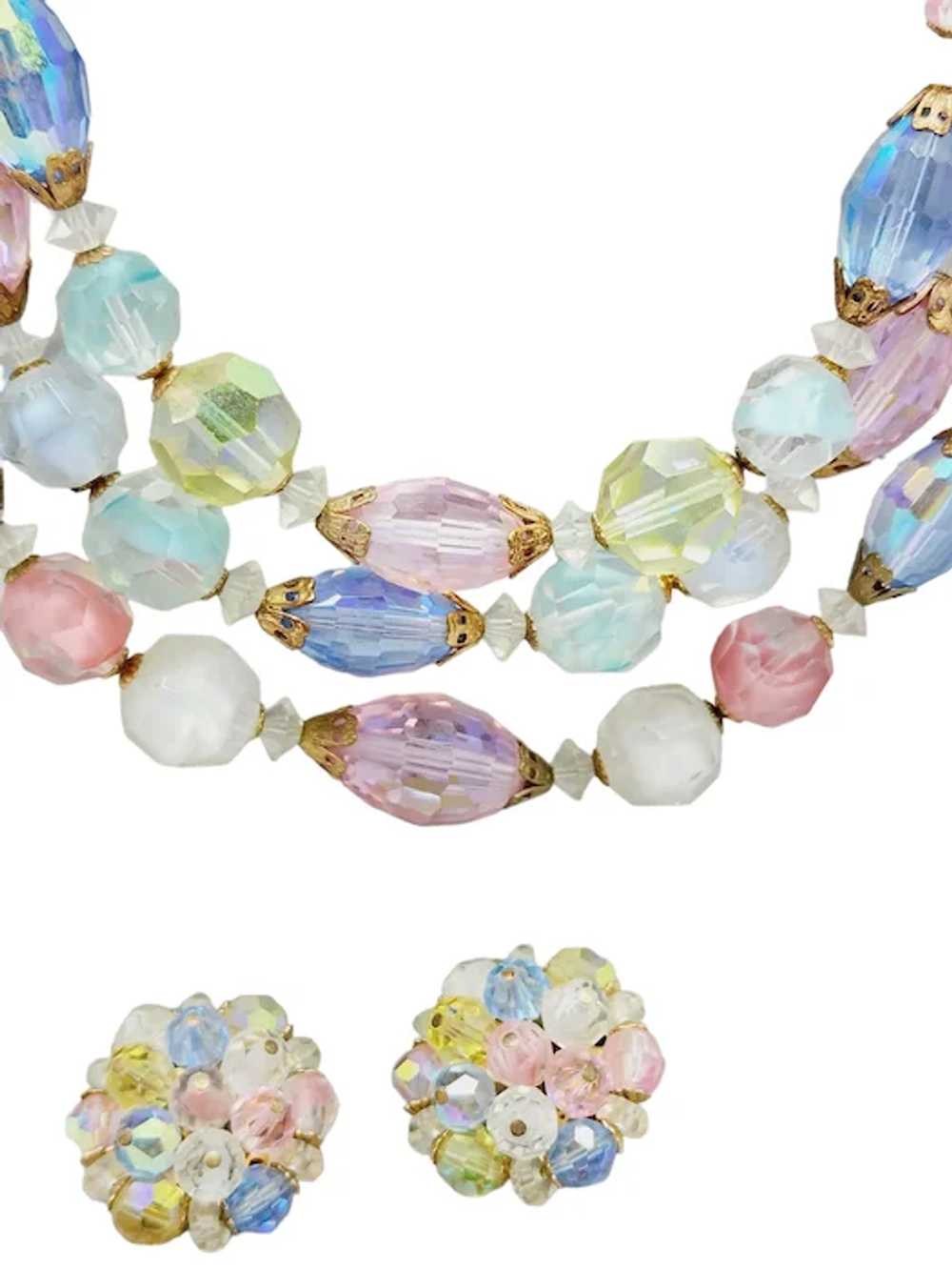 Vintage Beautiful Pastel Crystal Necklace & Earri… - image 3