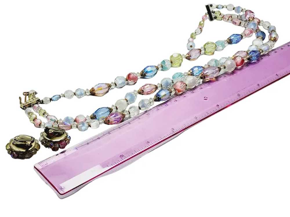 Vintage Beautiful Pastel Crystal Necklace & Earri… - image 4