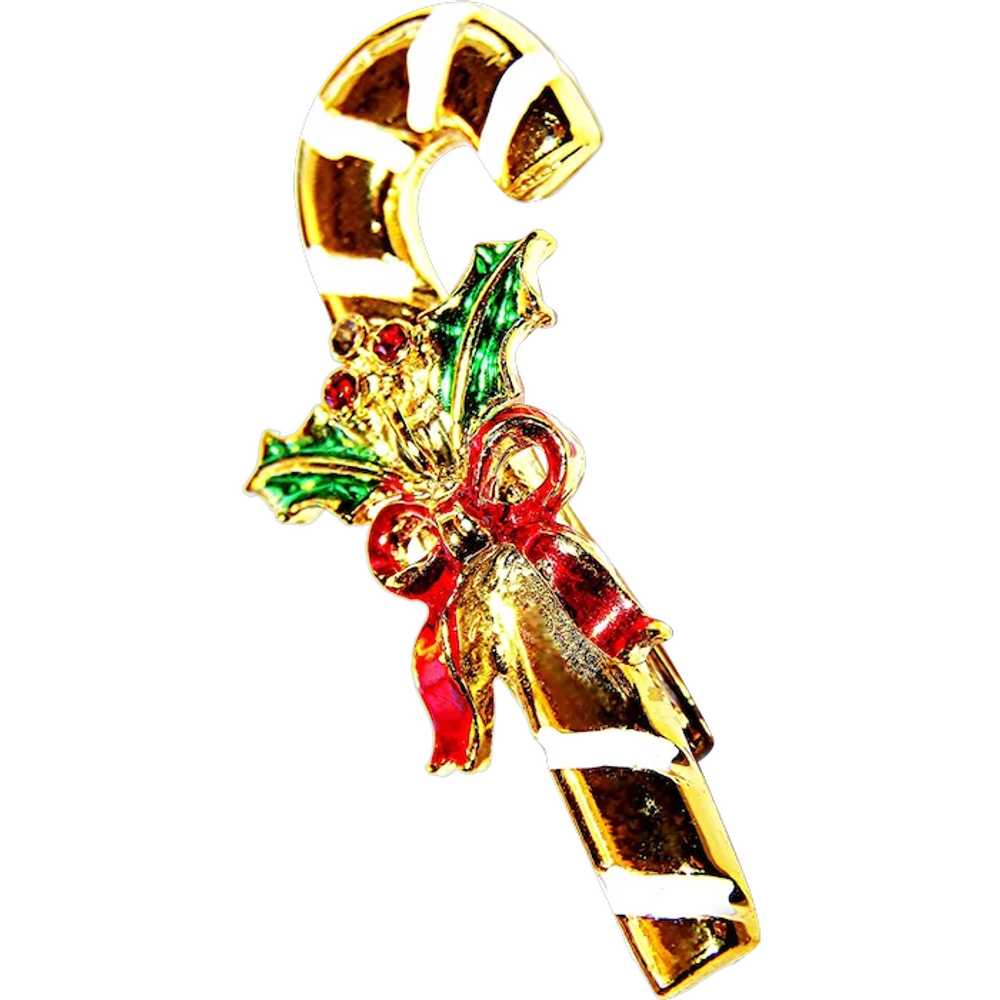 Sweet Christmas CANDY CANE Pin Brooch - Vintage -… - image 1