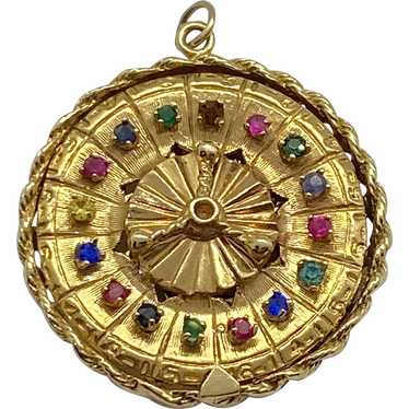 HUGE Jeweled Mechanical Roulette Wheel Vintage Ch… - image 1