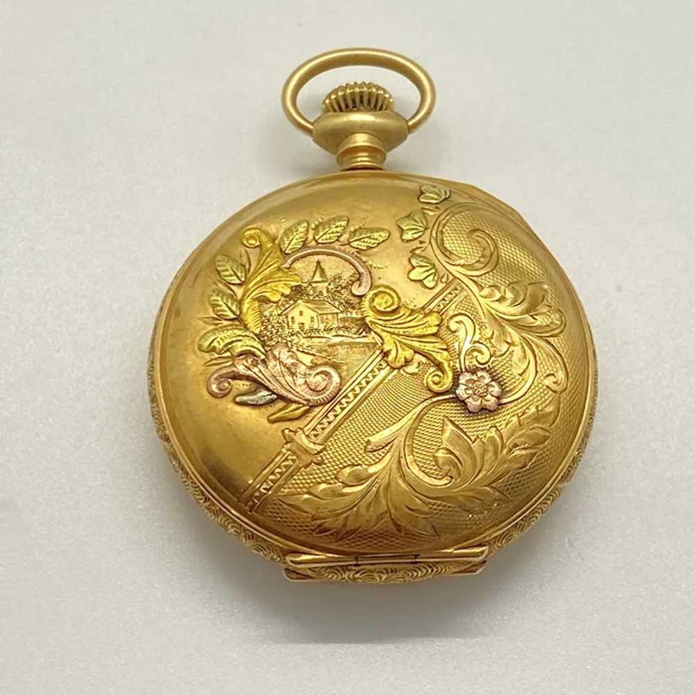 Victorian Hunter Watch Case 14K Quad Color Gold A… - image 5