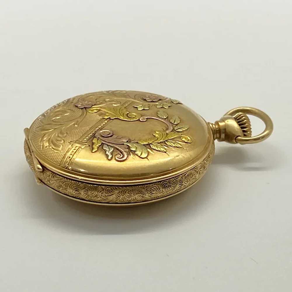 Victorian Hunter Watch Case 14K Quad Color Gold A… - image 7