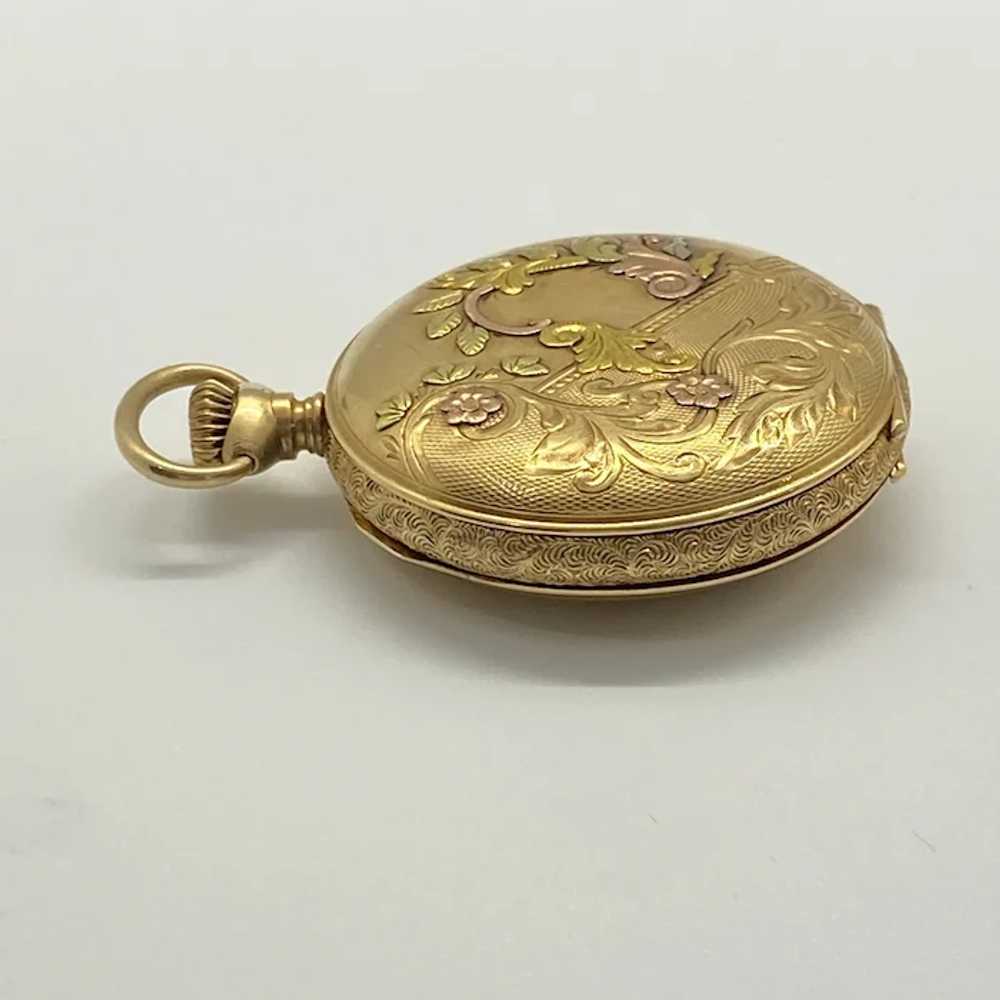 Victorian Hunter Watch Case 14K Quad Color Gold A… - image 9