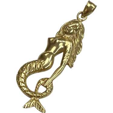 Mermaid Vintage Pendant 14K Gold