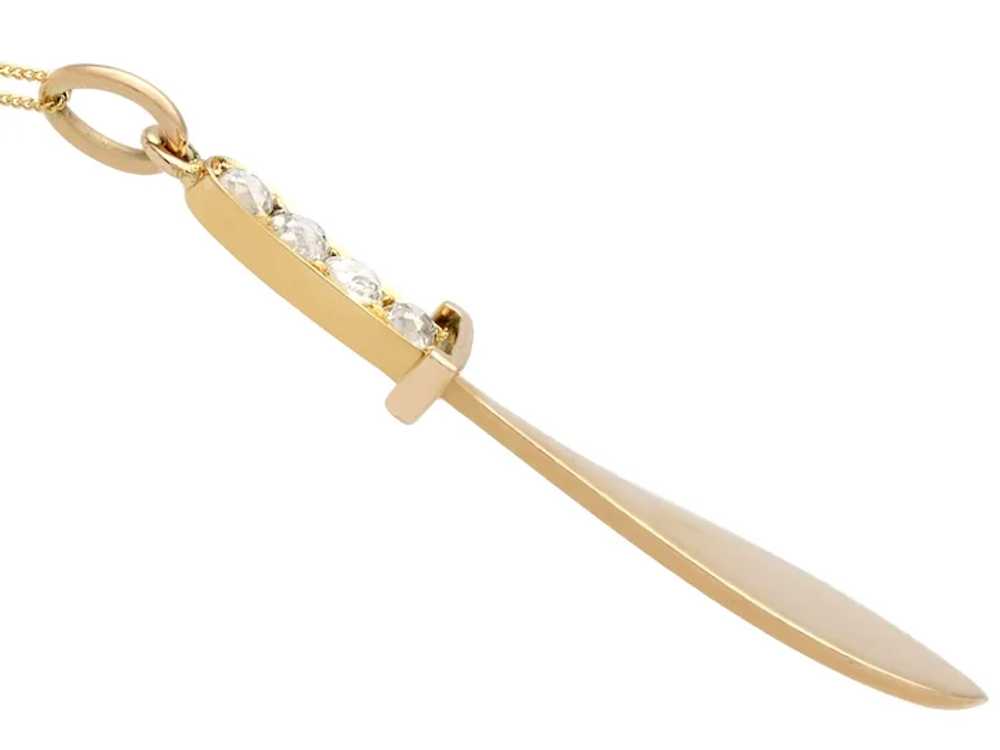 Antique 0.88ct Diamond and 14ct Yellow Gold Sword… - image 4