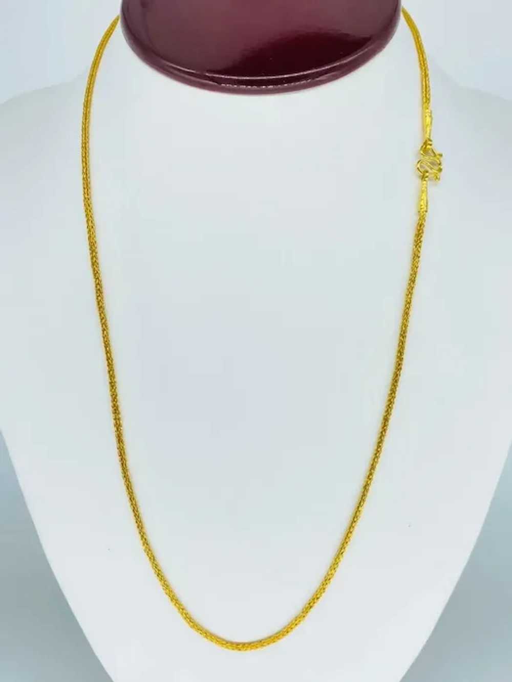 Vintage 24 Karat Gold Braided Wheat Woven Necklace - image 4