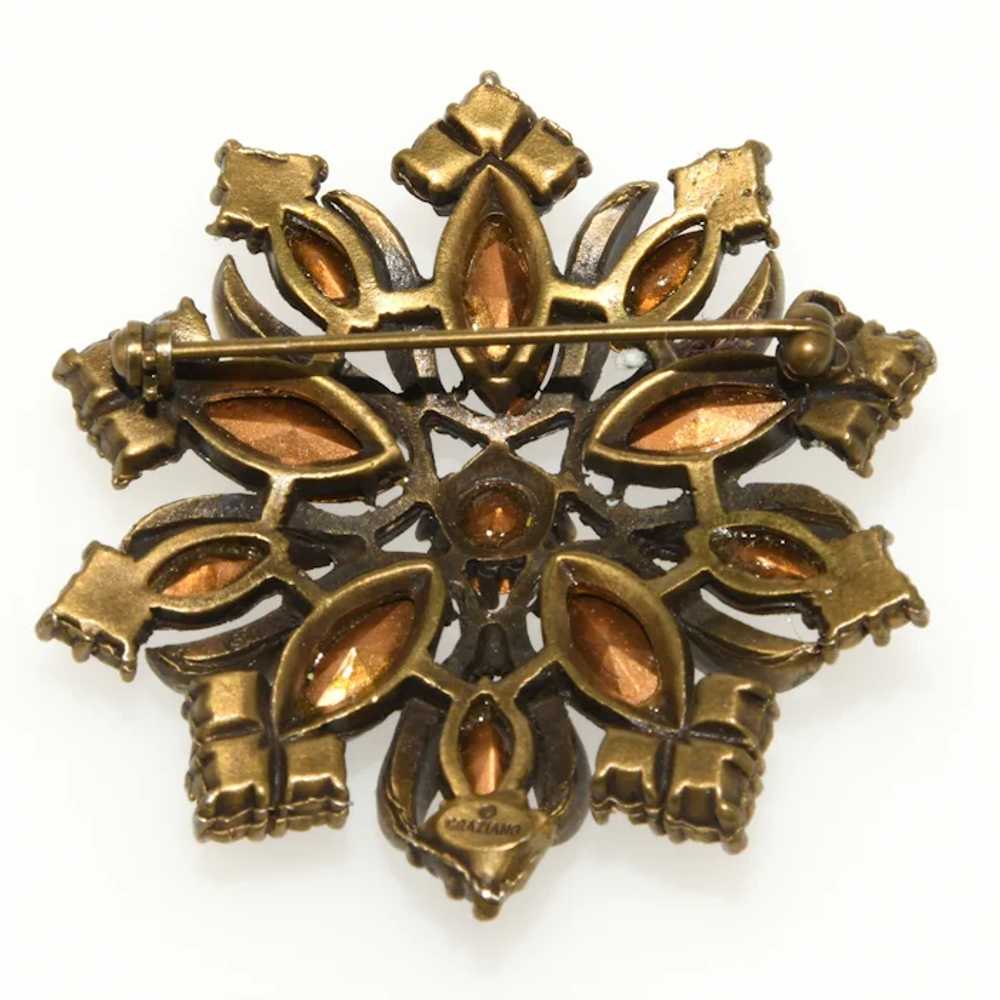 Graziano Brooch Purple Brown Rhinestones Layered … - image 2