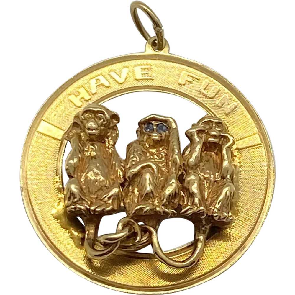 HUGE Jeweled Naughty Monkeys Vintage Charm, Have … - image 1