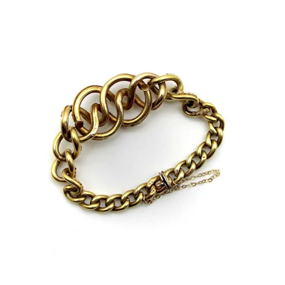 14K Gold Etruscan Revival Lover’s Knot Bracelet w… - image 2