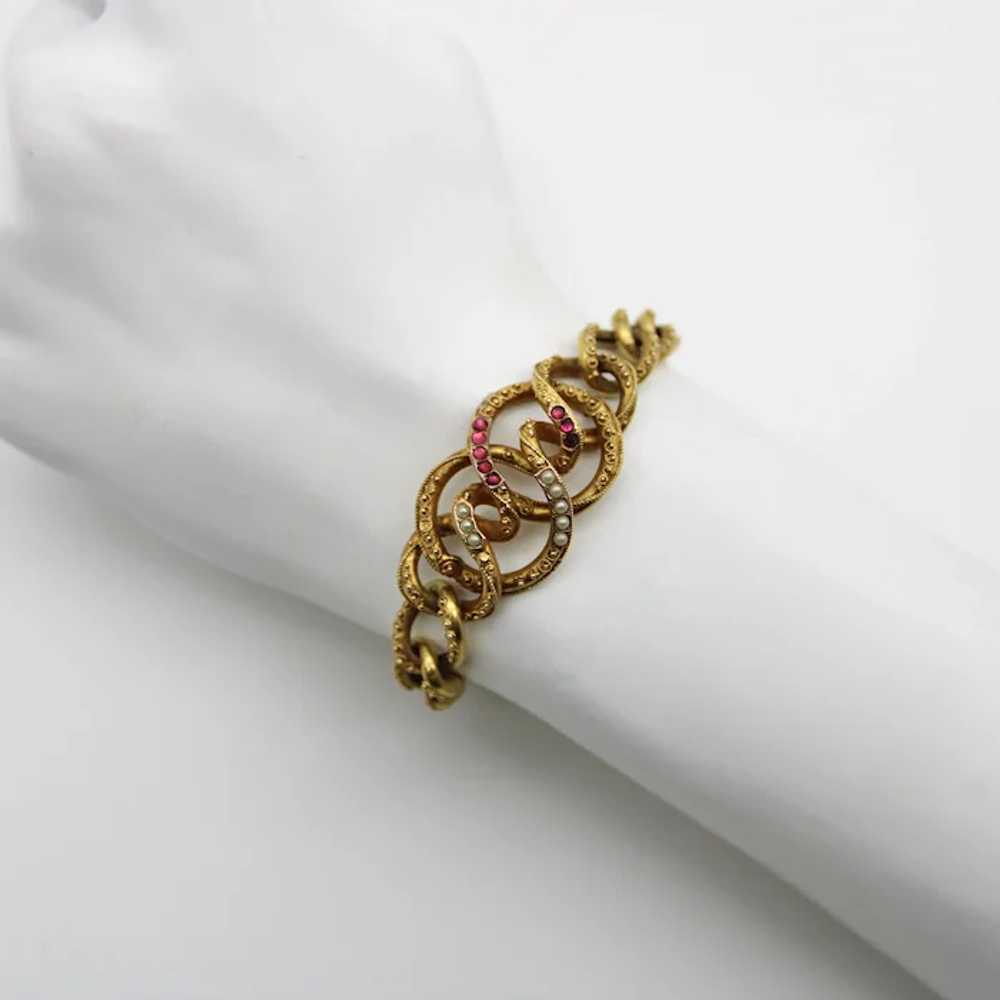 14K Gold Etruscan Revival Lover’s Knot Bracelet w… - image 3