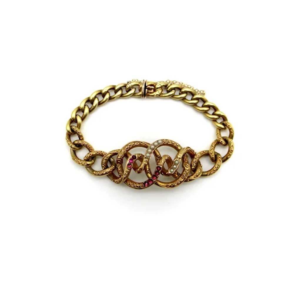 14K Gold Etruscan Revival Lover’s Knot Bracelet w… - image 6