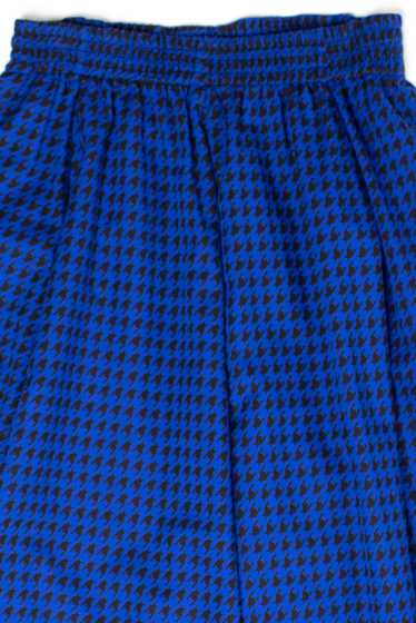 Vintage Black & Blue Houndstooth Midi Skirt - image 1