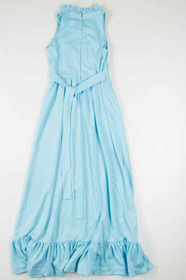 Vintage Sky Blue Ruffle Maxi Dress