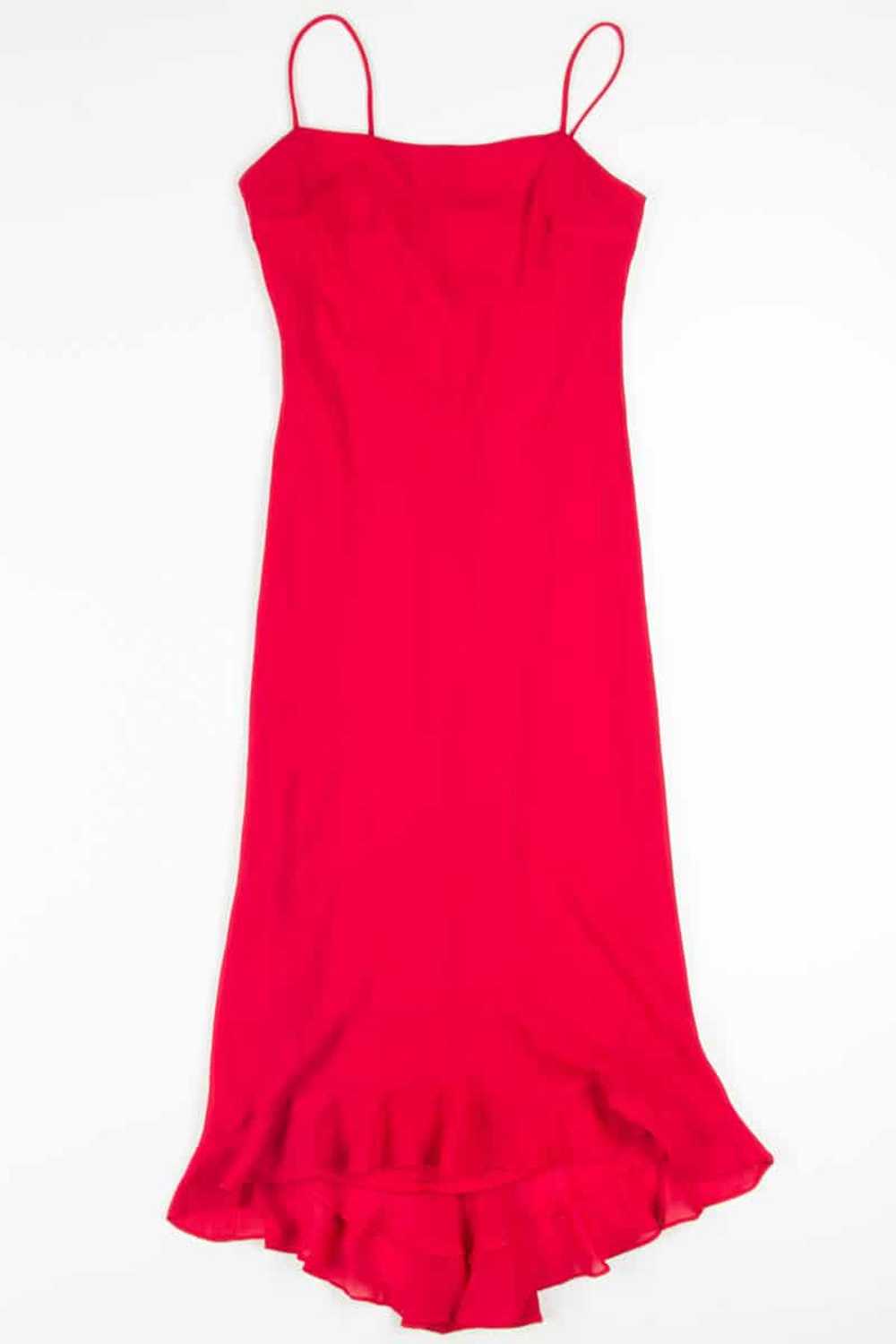 Red Chiffon Ruffle Evening Dress - image 3
