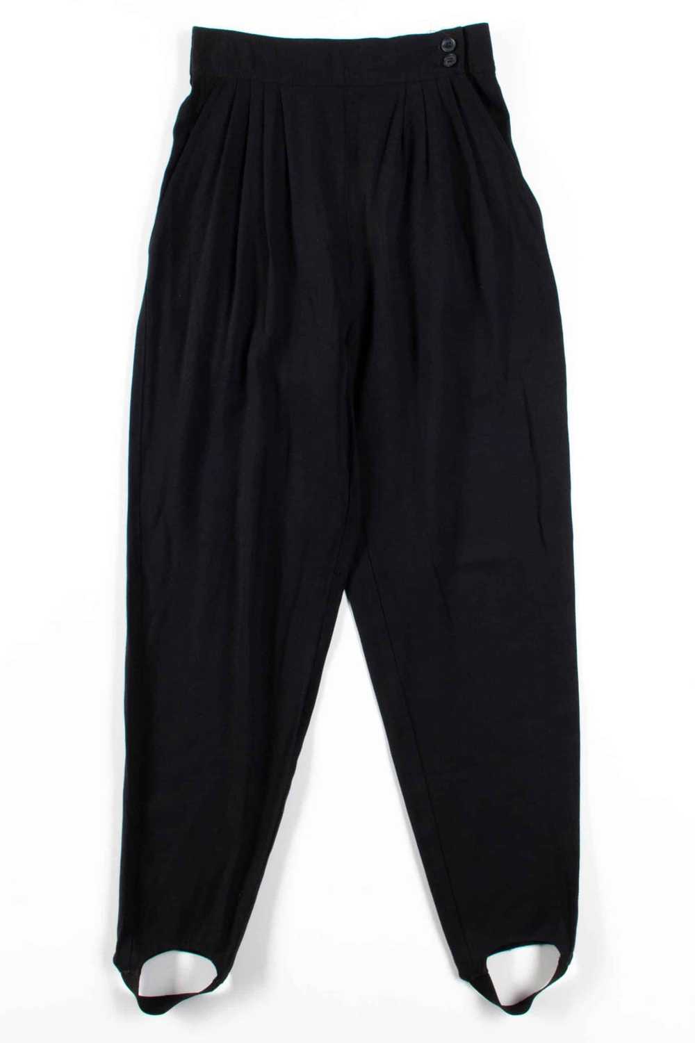 Black Pleated Pants w/ Stirrups (sz. 8) - image 2