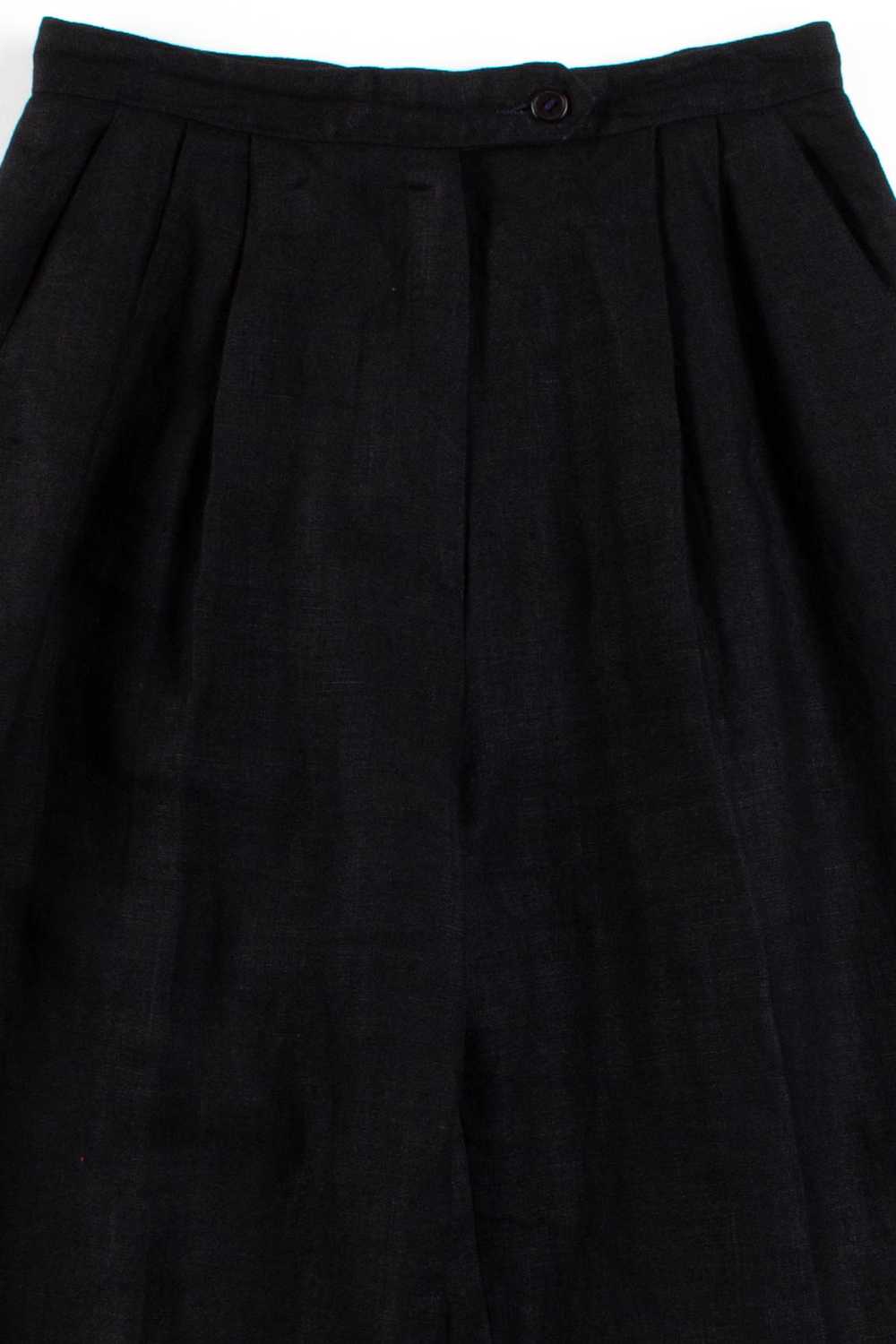 Black Linen Pleated Pants (sz. 10) - image 1