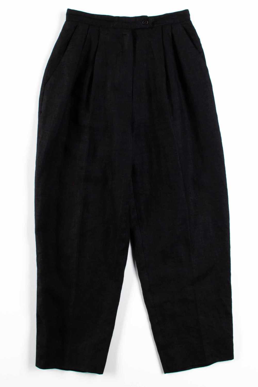 Black Linen Pleated Pants (sz. 10) - image 2