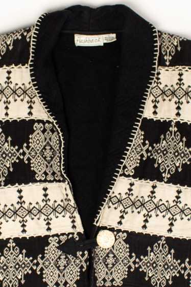 Vintage Black & White Pattern Cropped Jacket - image 1