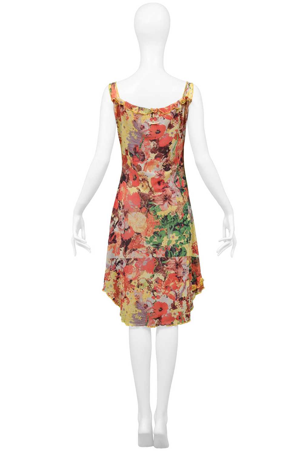 JEAN PAUL GAULTIER FLORAL PRINT MESH DRESS WITH P… - image 4