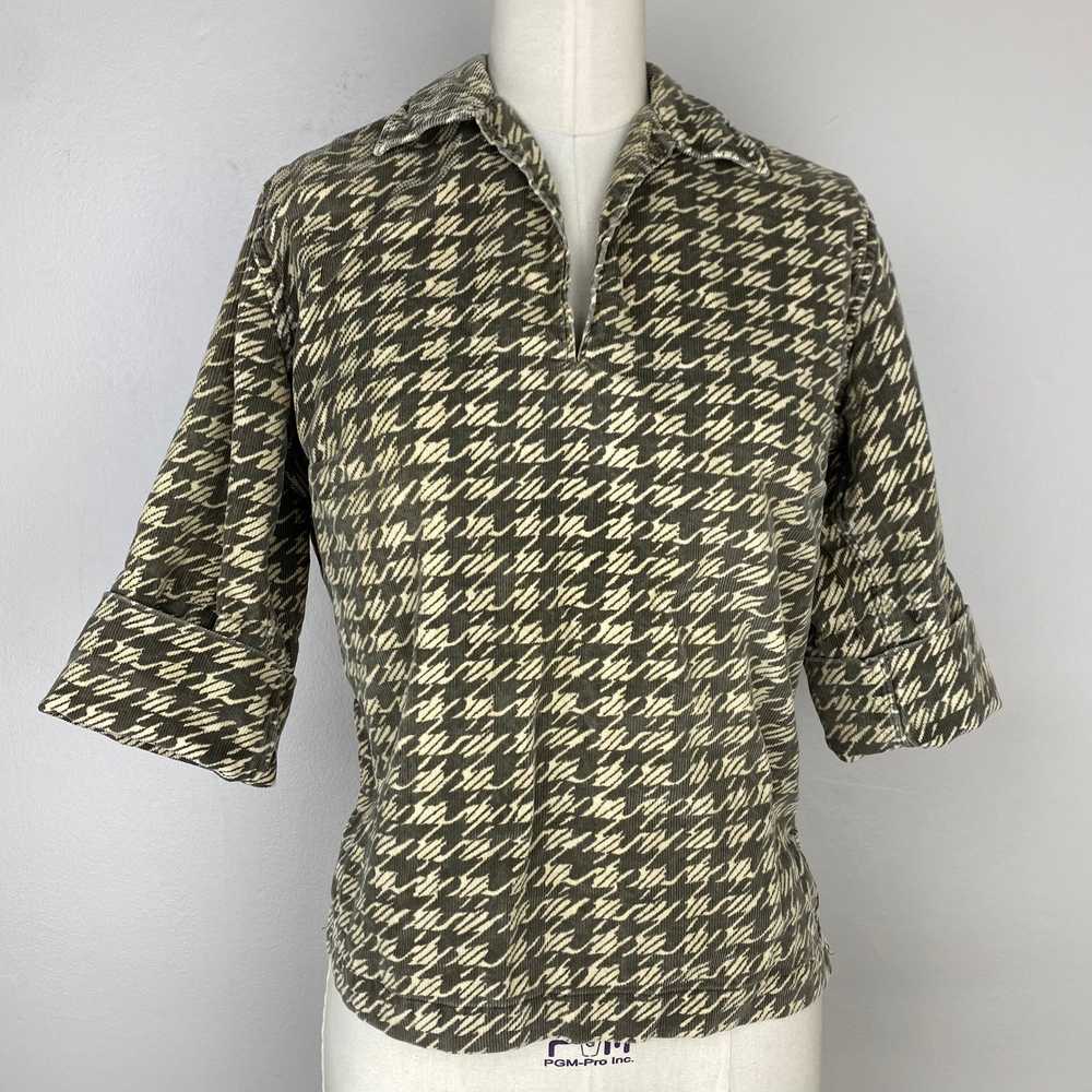 1950s Lady Hathaway Printed Corduroy Shirt, Size … - image 1
