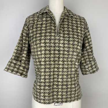 1950s Lady Hathaway Printed Corduroy Shirt, Size … - image 1