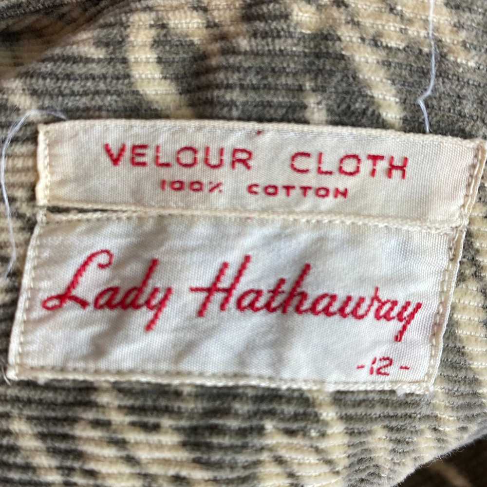 1950s Lady Hathaway Printed Corduroy Shirt, Size … - image 5