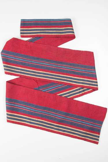 Vintage Woven Red Striped Nagoya Obi 99 - image 1