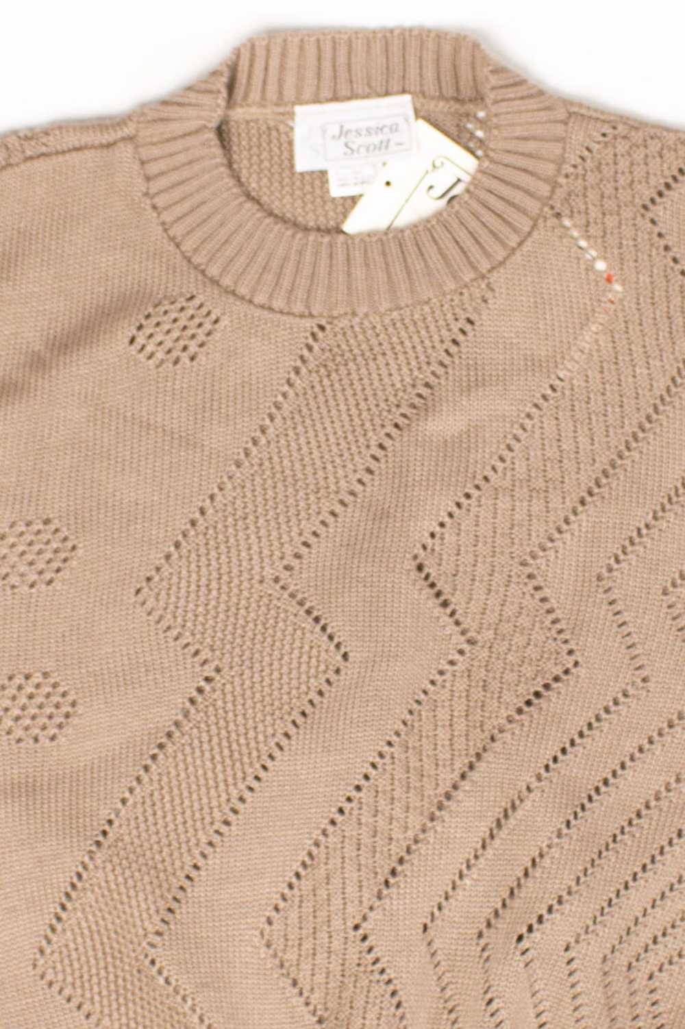 Vintage Tan Mesh Pattern Sweater Vest - image 1