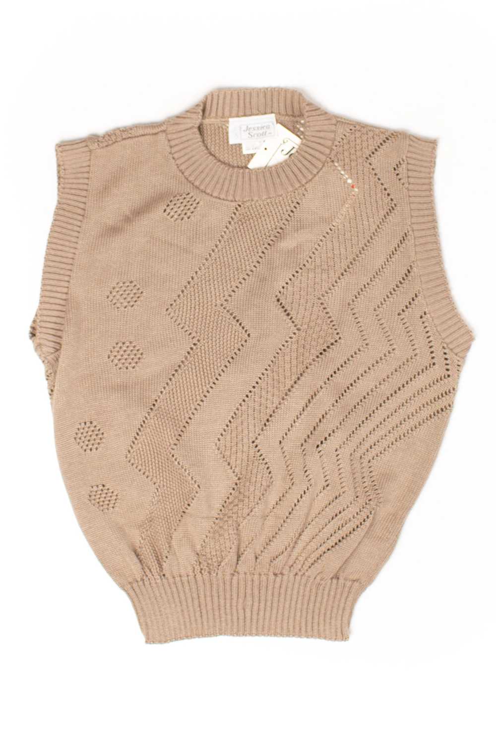 Vintage Tan Mesh Pattern Sweater Vest - image 2
