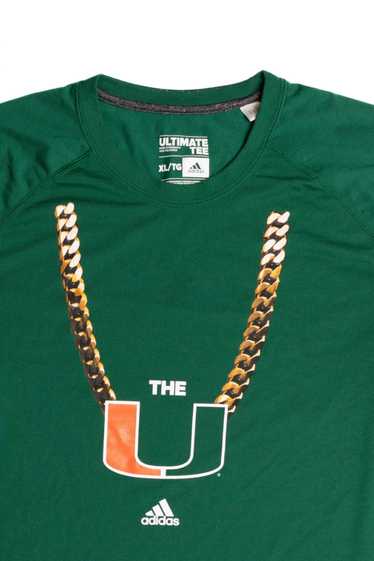 Men's adidas Green Miami Hurricanes Turnover Chain Ultimate Climalite  T-Shirt