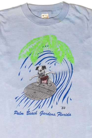 Vintage Palm Beach Gardens Surfing Dog T-Shirt (19