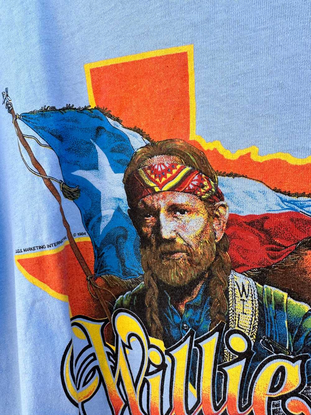 1984 Willie Nelson Baby Blue Texas Tee - image 2