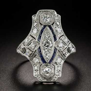 Art Deco Sapphire and Diamond Dinner Ring - image 1