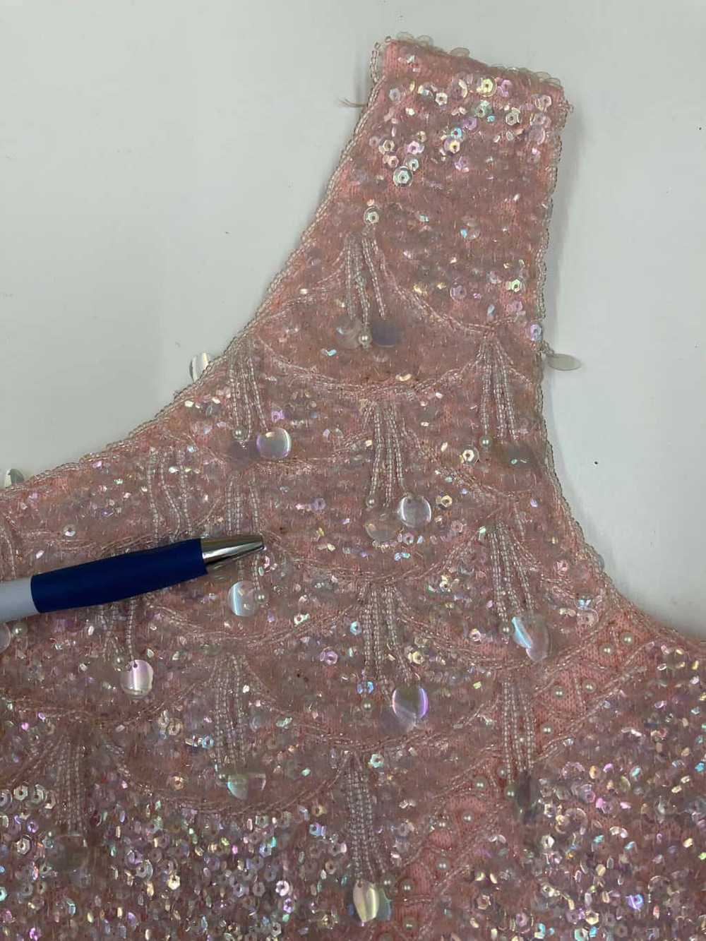 Vintage pastel pink sequin vest sparkly top with … - image 4