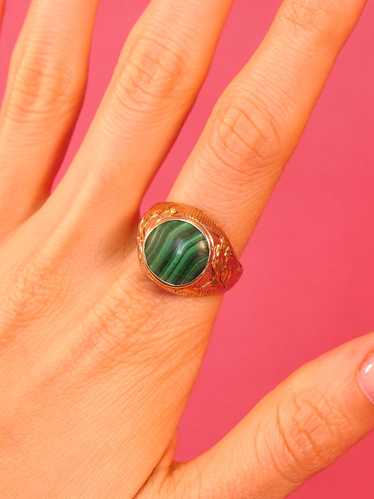 14K Malachite Signet Ring