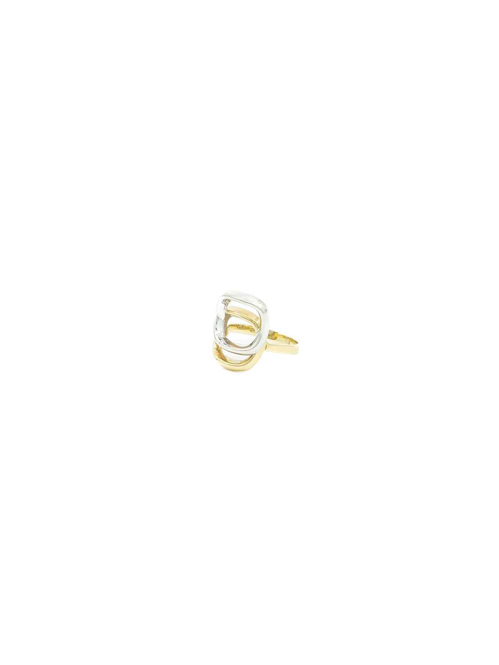 18K Two Tone Geometric Ring - image 4