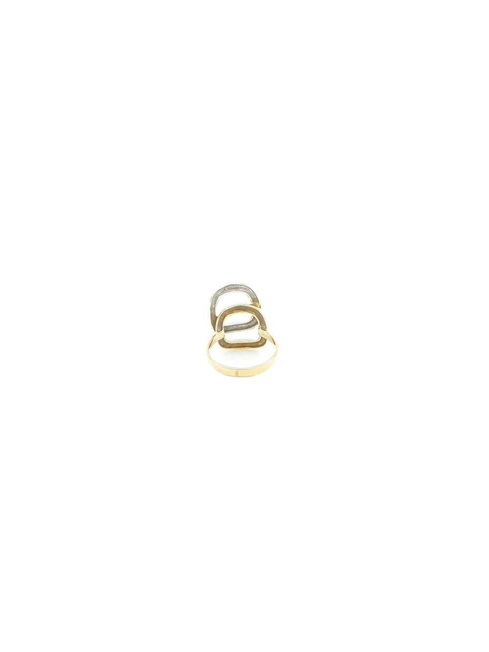 18K Two Tone Geometric Ring - image 5