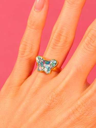 24K Mosaic Opal Butterfly Ring