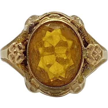 Vintage Faux Citrine Ring 10K Yellow and Rose Gold