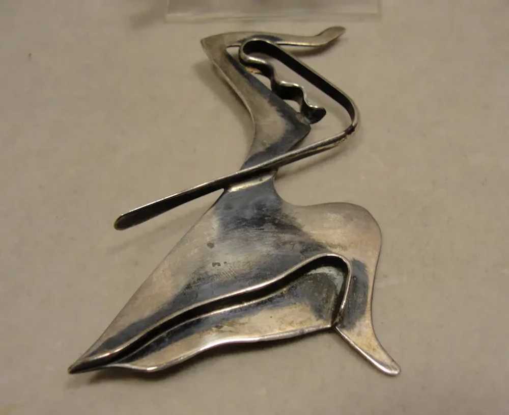Modernist Ed Wiener Sterling Dancer Pin & Rare Ea… - image 3