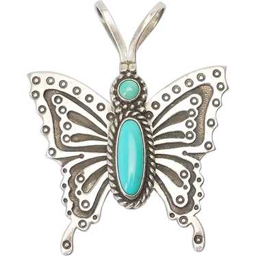 Native American sterling silver turquoise butterf… - image 1