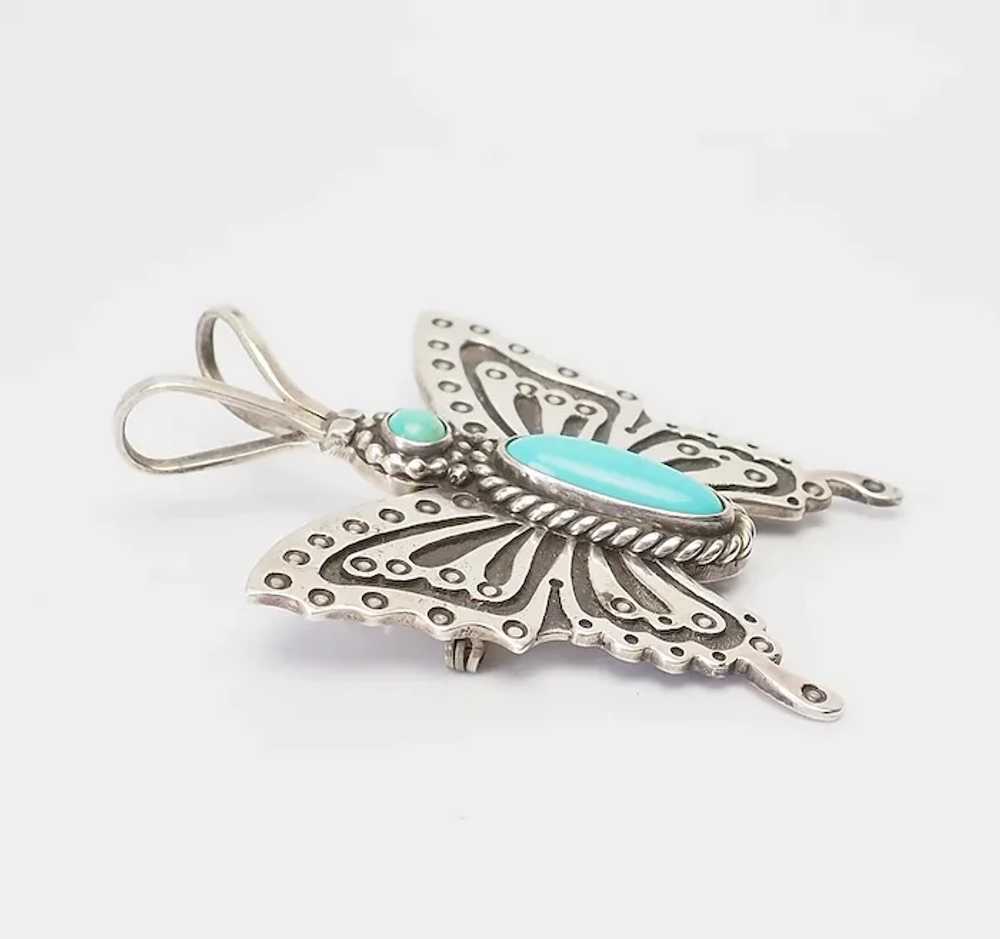 Native American sterling silver turquoise butterf… - image 2