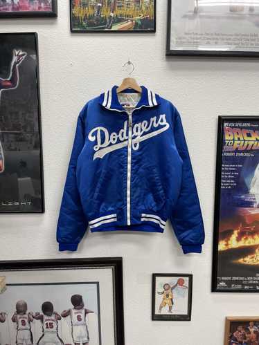 1980s Starter Dodgers Script Zip-up Satin Bomber Jacket Made in USA Size  L/XL