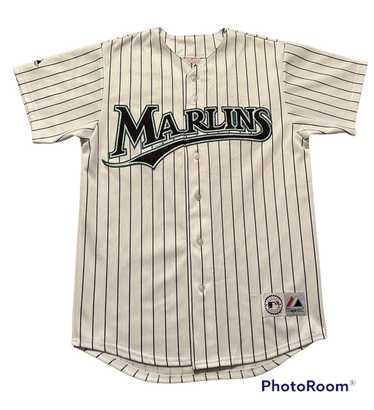 Vintage 90s MLB Florida Marlins Starter Pinstripe Teal Full Button Jersey  Sz XL