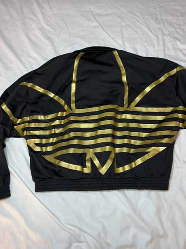 Black Triple Golden Logo Zip Up Jacket Double Side