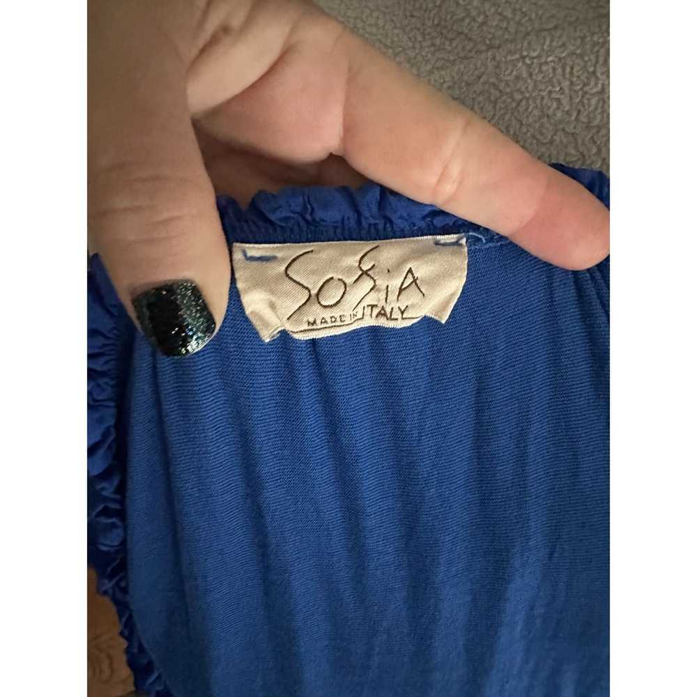 Unbrnd Sofia Made in Italy blue silk peasant styl… - image 4