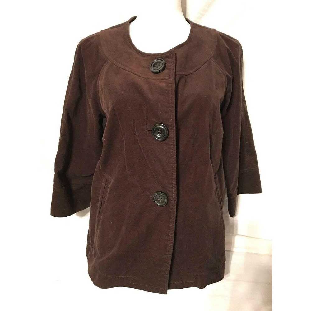 Gap Gap Peplum Retro Brown Faux Velour Button Fro… - image 1